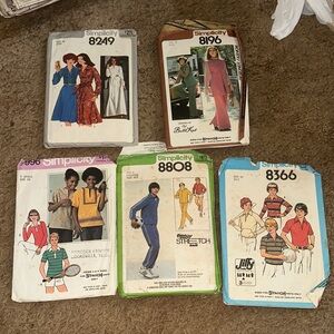 Vintage 1977 simplicity sewing patterns 5pc lot